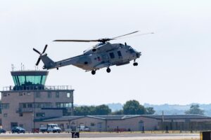 Helicopter taking off