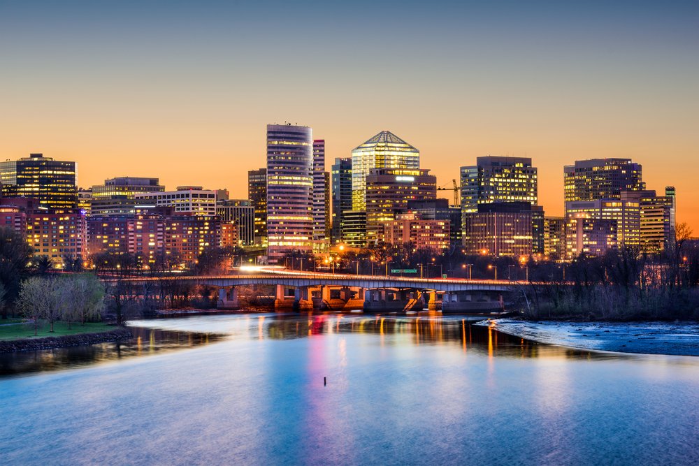 Arlington city scape across the river